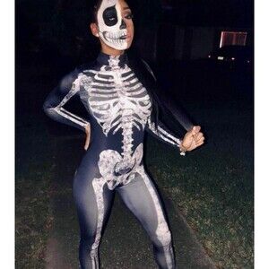Unisex Skeleton Adult Costume Bodysuit L